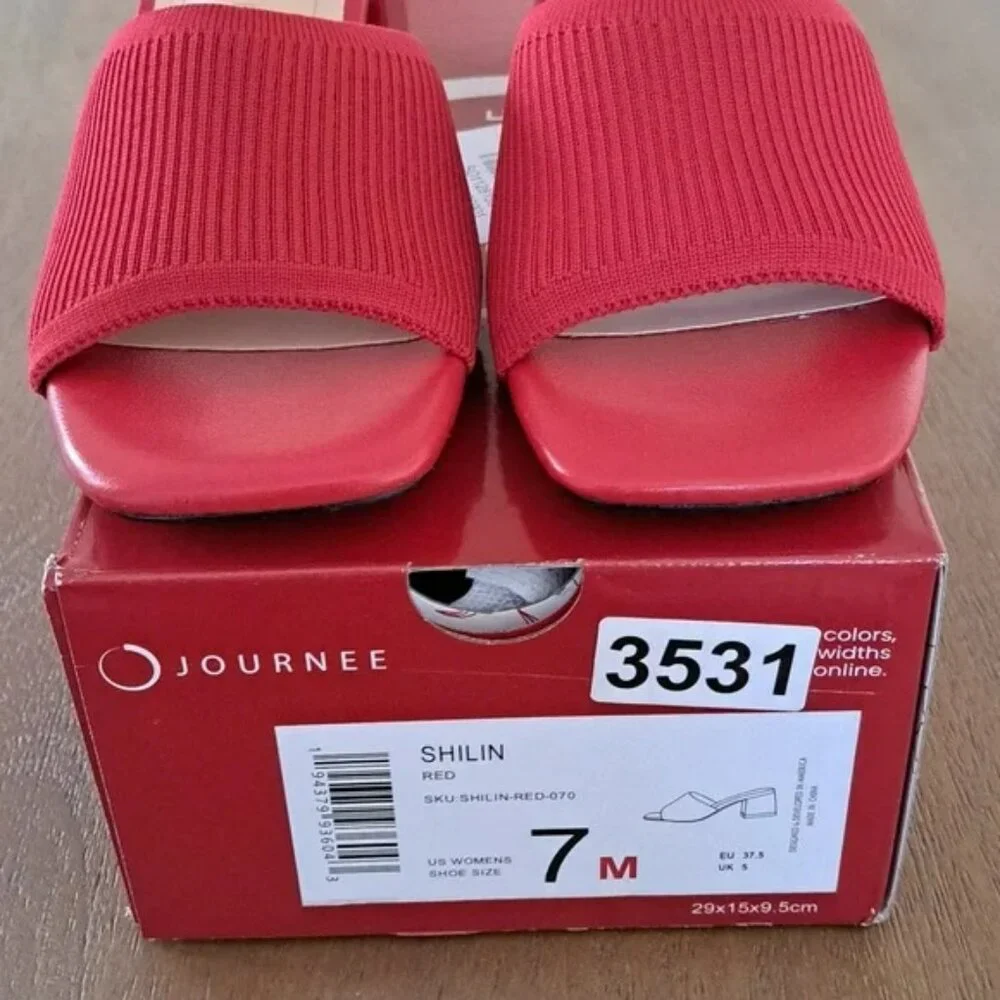 Journee Shilin Dress Sandals - Color: Red - Size: Women 7 - Picture 2 of 9